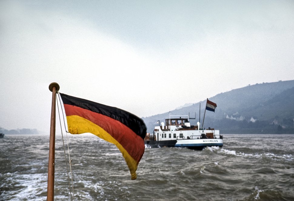Free image of German flag flying off the back of a boat with another behind it, Germany