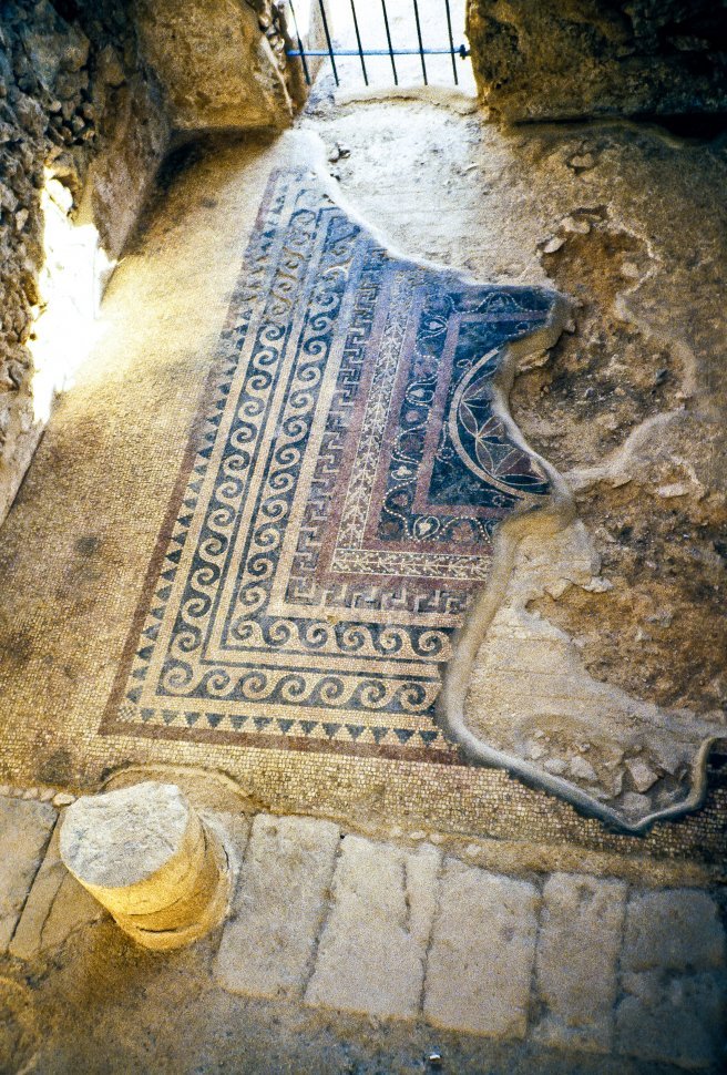 Free image of View from above and ancient floor decoration inside ruins, Europe