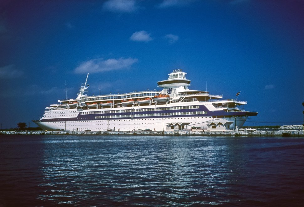 Free image of Cruise ship docking in the harbor.