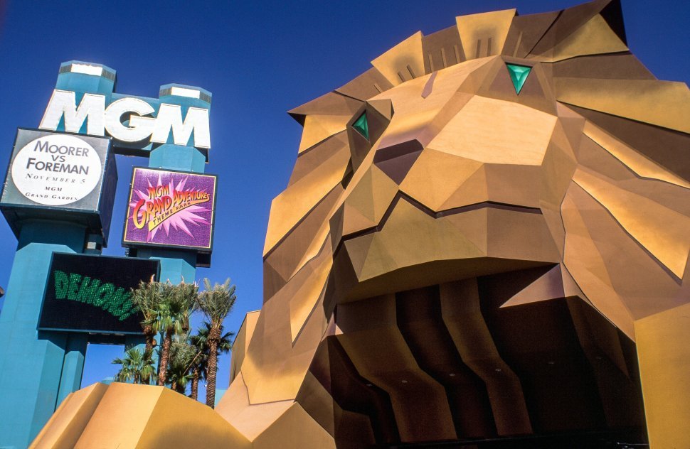 Free image of Replica of lion at the Entrance of the MGM Grand Hotel, Las Vegas
