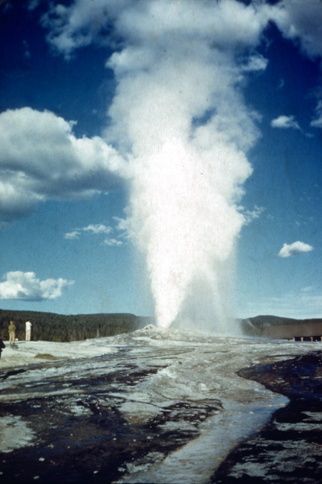Free image of Eruption of the Old Faithful geyser in Yellowstone National Park, Wyoming, USA