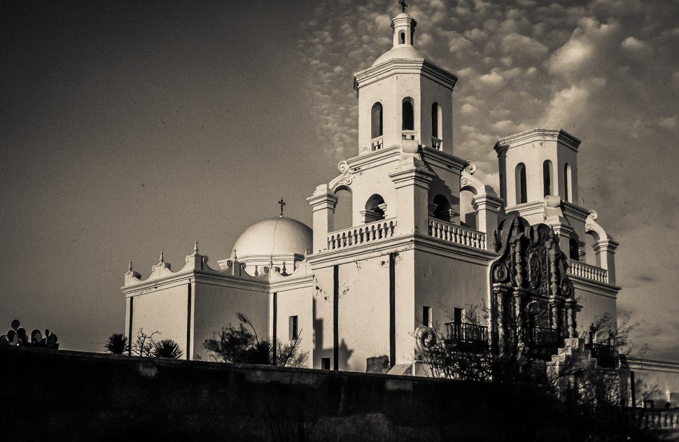 Free image of Evening sunlight on Mission San Xavier del Bac